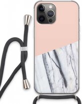 Case Company® - iPhone 13 Pro Max hoesje met Koord - A touch of peach - Telefoonhoesje met Zwart Koord - Extra Bescherming aan alle Kanten en Over de Schermrand