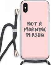 Case Company® - iPhone XS Max hoesje met Koord - Morning person - Telefoonhoesje met Zwart Koord - Extra Bescherming aan alle Kanten en Over de Schermrand