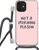 Case Company® - iPhone 12 mini hoesje met Koord - Morning person - Telefoonhoesje met Zwart Koord - Extra Bescherming aan alle Kanten en Over de Schermrand