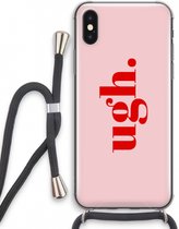Case Company® - iPhone X hoesje met Koord - Ugh - Telefoonhoesje met Zwart Koord - Extra Bescherming aan alle Kanten en Over de Schermrand