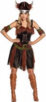 kostuum Viking Freya polyester bruin/zwart 4-delig mt 40/42