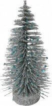 kerstboom 13 cm zilver/blauw