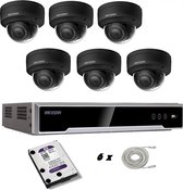 Set avec 6 caméras noires Hikvision DS-2CD2186G2-I 2,8 mm Hikvision et disque dur Western Digital