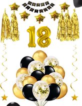 18 jaar verjaardag feest pakket Versiering Ballonnen voor feest 18 jaar. Ballonnen slingers sterren opblaasbaar cijfer 18