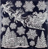 raamstickers kerst 38,8 x 31 cm donkerblauw/wit