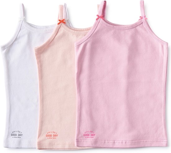 Little Label | chemise fille - 3 pièces | rose, blanc | taille 110-116 | coton biologique doux