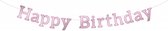 letterslinger Glossy Pink 300 cm papier zilver/roze