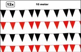 12x Vlaggenlijn rood en zwart 10 meter - vlaglijn roulette  festival feest party verjaardag thema feest kleur