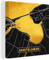 Canvas Schilderij Kaart - Plattegrond - Stadskaart - Amstelmeer - Nederland - 20x20 cm - Wanddecoratie