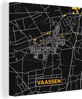 Canvas Schilderij Vaassen - Stadskaart - Kaart - Plattegrond - Goud - Nederland - 50x50 cm - Wanddecoratie