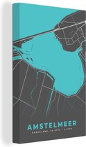 Canvas Schilderij Nederland - Plattegrond - Amstelmeer - Stadskaart - Kaart - 20x30 cm - Wanddecoratie