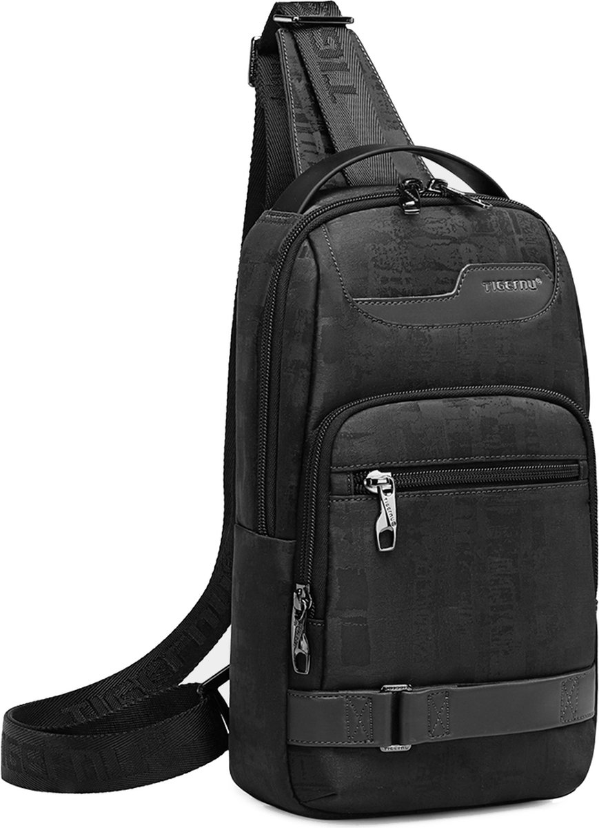 Schoudertas heren – crossbody tas – slingbag - zwart - anti diefstal - waterafstotend - 30x8x18cm