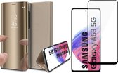 Hoesje geschikt voor Samsung Galaxy A53 - Book Case Spiegel Wallet Cover Hoes Goud - Full Tempered Glass Screenprotector