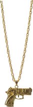 Partychimp Gouden Ketting Gangster Pistool Voor Bij Carnavalskleding Heren Carnavalskleding Dames Carnaval Accessoires Carnaval- Goud - Metaal