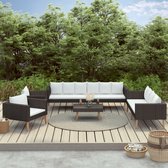 Medina 5-delige Loungeset met kussens poly rattan zwart