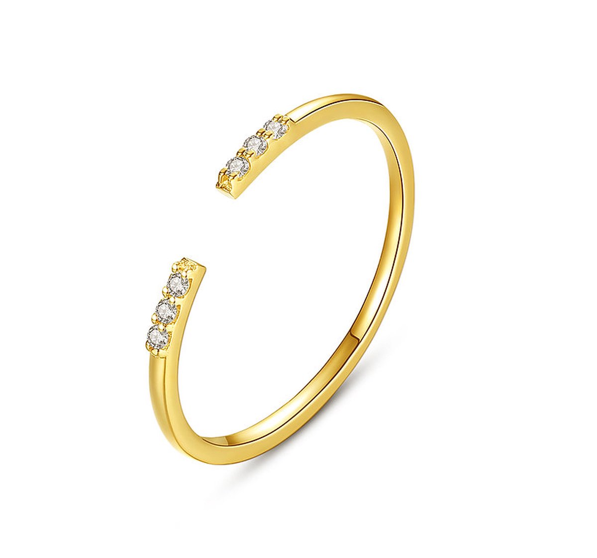 Ring dames verstelbaar - Gouden multimaat ring zilver 925 Aria 14k goud verguld - Goudkleurige verstelbare ringen van Sophie Siero in Geschenkverpakking