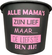 Cadeau emmer - Alle Mama's zijn lief - 12 liter - zwart - cadeau - geschenk - gift - kado - surprise - moederdag