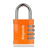 LifeGoods Hangslot - Cijferslot - 4-Cijfers - Weerbestendig - Multi-inzetbaar - Oranje