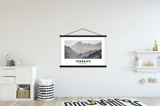 Porte-affiche avec affiche - Affiche scolaire - Tenerife - Espagne - Pierres - 120x80 cm - Lattes noires