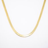 Platte Schakelketting – 18 Karaat Goud Vergulde 925 Zilver – Slang Schakel – Herringbone/Flat Snake – Kerst & Valentijn Cadeautje Vrouwen