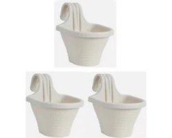 3st balkonbakken bloempot hanger hang-over plantenbak kruidentuin wit
