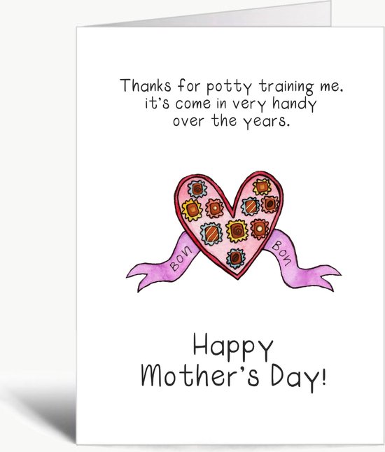 Thanks for potty training me - Moederdag - Mama - Wenskaart met envelop - grappig - humor - Mother's Day - Engels