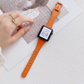 Fungus - Smartwatch bandje - Geschikt voor Apple Watch 42 / 44 / 45 / 49 mm - Series 1 2 3 4 5 6 7 8 9 SE Ultra iWatch - PU leer - Vlinder - Oranje