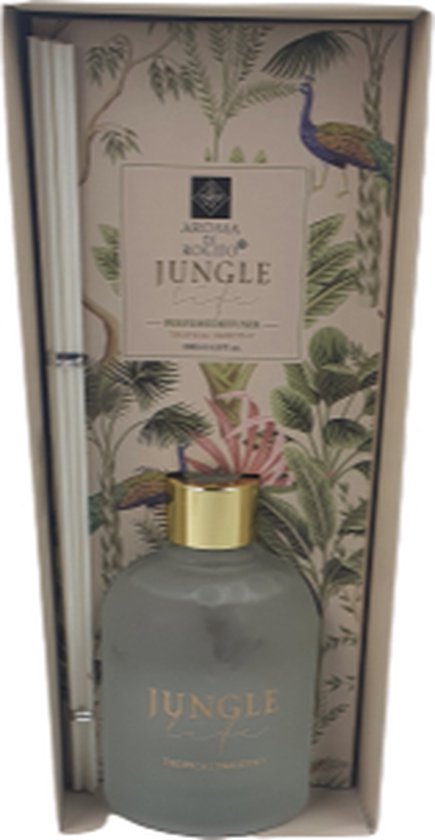 Luxe geurstokjes Jungle Life - Wit / Goud - Glas / Hout - 200 ml