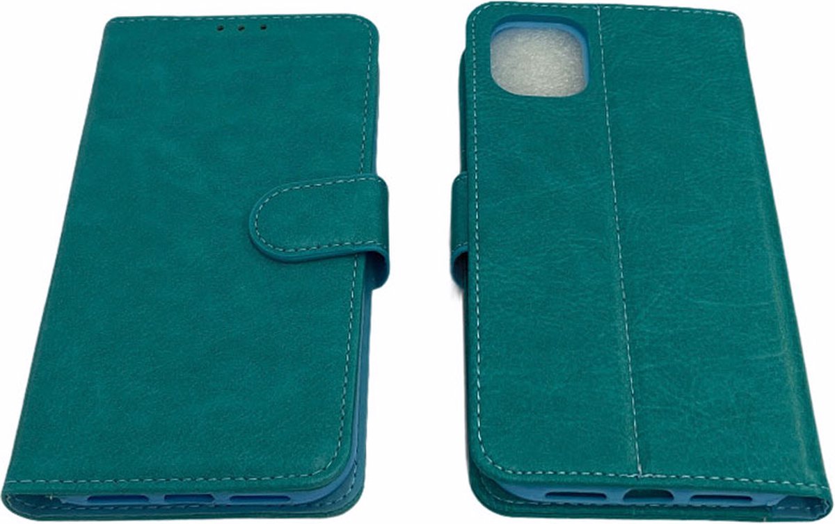 iPhone 11 Pro Max Turquoise Stevige Portemonnee Wallet Case - Pasjeshouder - boek Telefoonhoesje Kunstleer - Book case - 2x Gratis Screen Protector