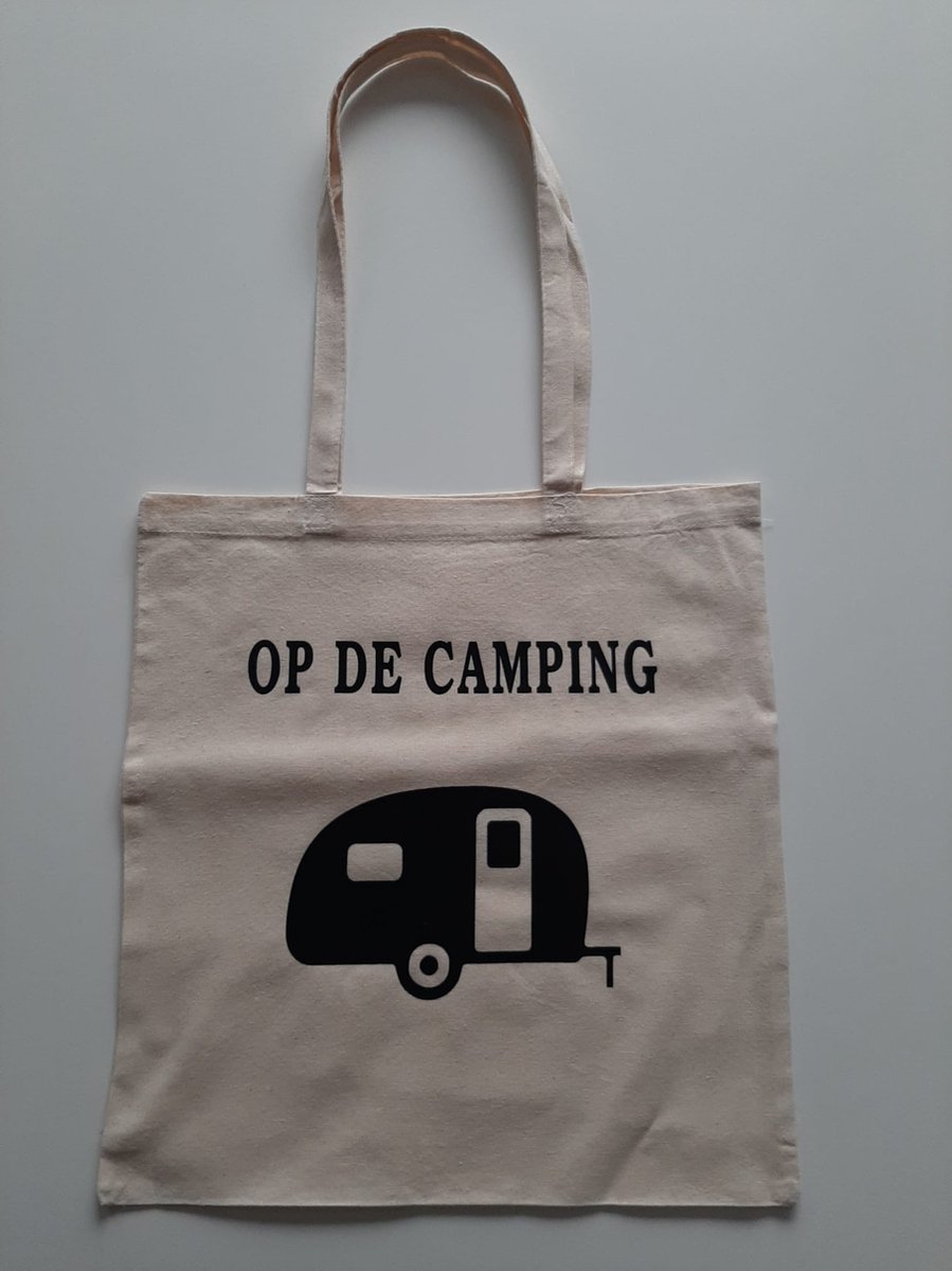 Camping - Bedrukte tas - Katoenen tas - Shopper - Bedrukte tassen - Shopping bag - Broodtas - Kado