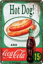 Signs-USA - Retro wandbord - metaal - Coca Cola and Hot Dog - 30 x 40 cm