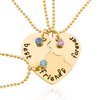 foto van Bixorp Friends BFF Ketting voor 3 met Goudkleurig Hartje en Kristalletjes - Vriendschapsketting Meisjes - Best Friends Ketting Vriendschap Cadeau voor Drie