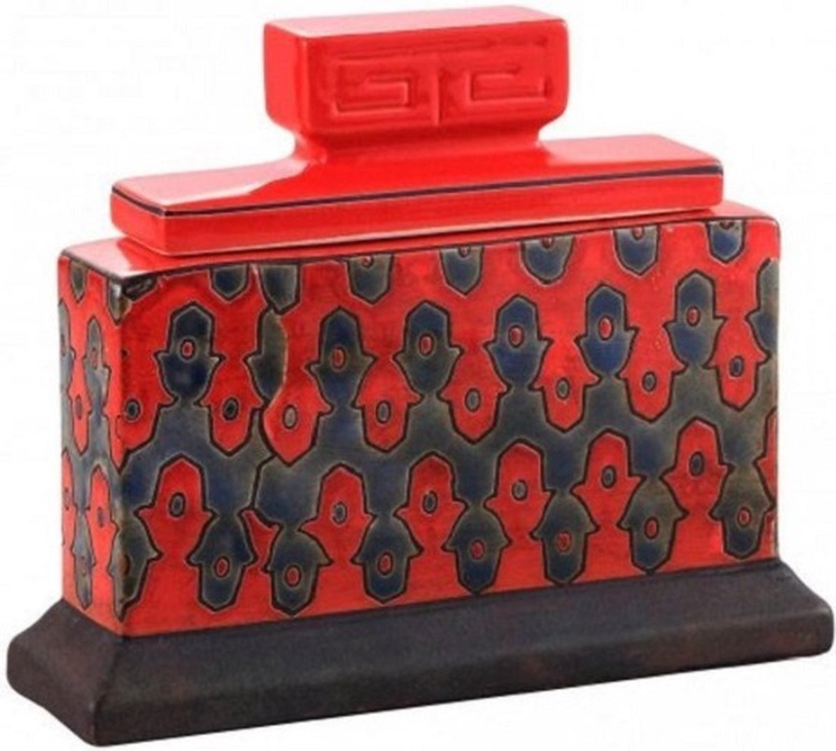 Vintage pot met deksel van het merk PTMD.  Afmeting: 26 x 8 x 21 cm
