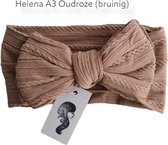 Helena - Grote zachte XXL strik brede baby / kind haarband - zacht comfortabel - meisje haaraccessoires - 1 tot 6 jaar beige