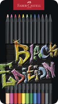 Crayons de couleur Faber-Castell - Black Edition - étui en métal 12 pièces - FC-116413