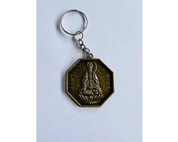 Boeddha KwanYin Feng Shui Bagua Yinyang Sleutelhanger met  Dubbelzijdig patroon bronskleur
