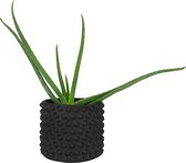 QUVIO Bloempot met bolletjes - Voor binnen en buiten - Plantenpot - Plantenhouder - Plantenbak - Tuinieren - Balkonbak - Plantenaccessoires - Beton - Rond - Diameter 15 cm - Zwart
