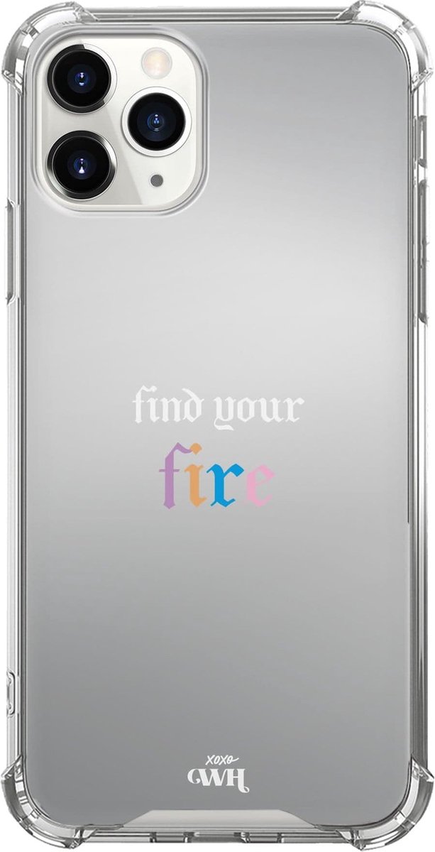 Mirror Case - Find Your Fire - Hoesje met spiegel en tekst geschikt voor iPhone 11 Pro - Spiegelhoesje - Beschermhoesje - Shockproof - Geschikt voor iPhone 11 Pro hoesje