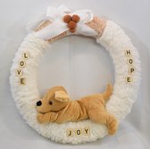 Geboorte baby, kraamcadeau, geboorte krans, hangkrans  "Hond" Ø 40 cm Handmade