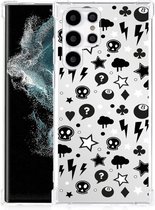 Telefoon Hoesje Geschikt voor Samsung Galaxy S22 Ultra Case met transparante rand Silver Punk