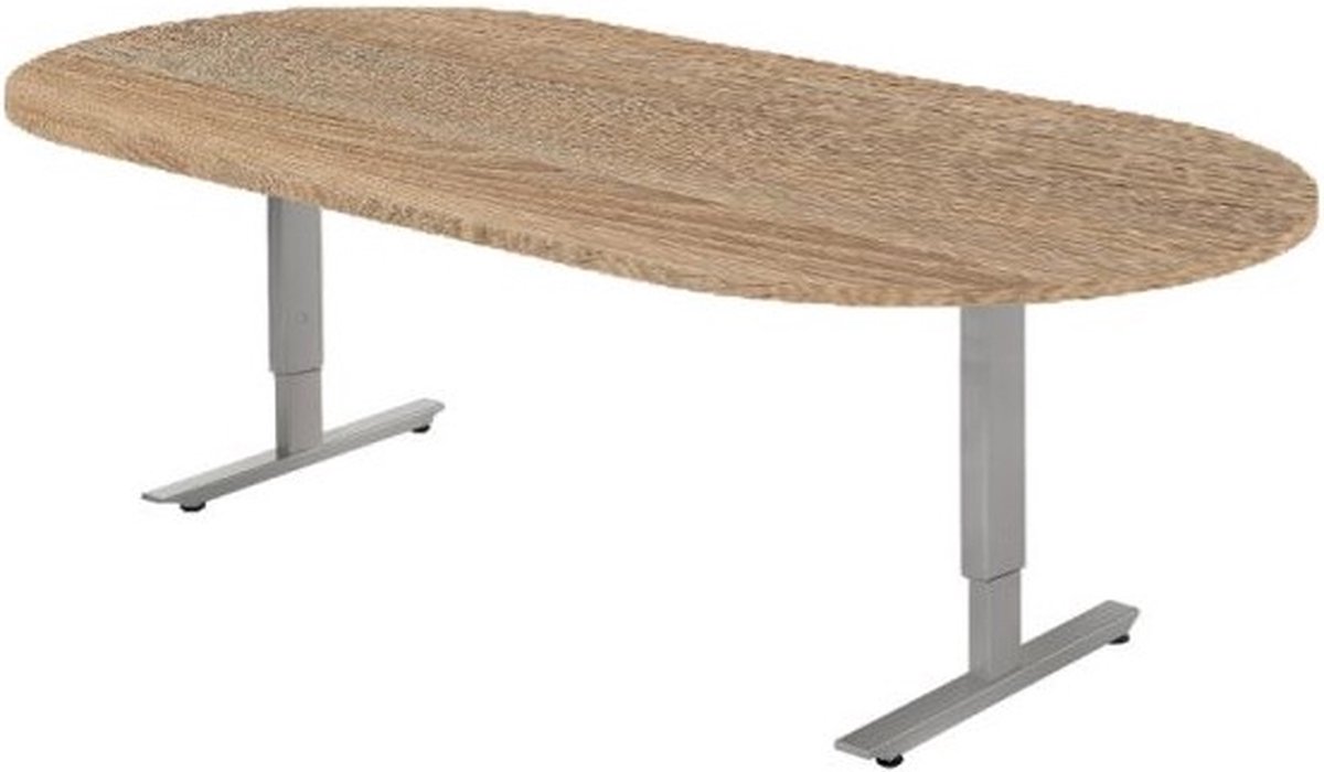 Offeco Bureau York - Bureau - Bureautafel - Vergadertafel - Gaming bureau - Game bureau - Computertafel - Desk - Bureau Aluminium - Verstelbaar bureau - Gaming Desk - Bureau tafel - Bureau verstelbaar – Midden eiken  – 240x120cm