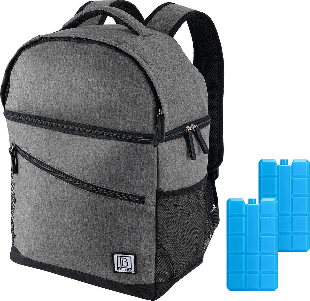 Brisby 4 Laags Geïsoleerde Koeltas Rugzak - 25 Liter - Met handige vakken voor Bestek en Essentials - Waterafstotend Materiaal - Donkergrijs Donkergrijs / 25 Liter