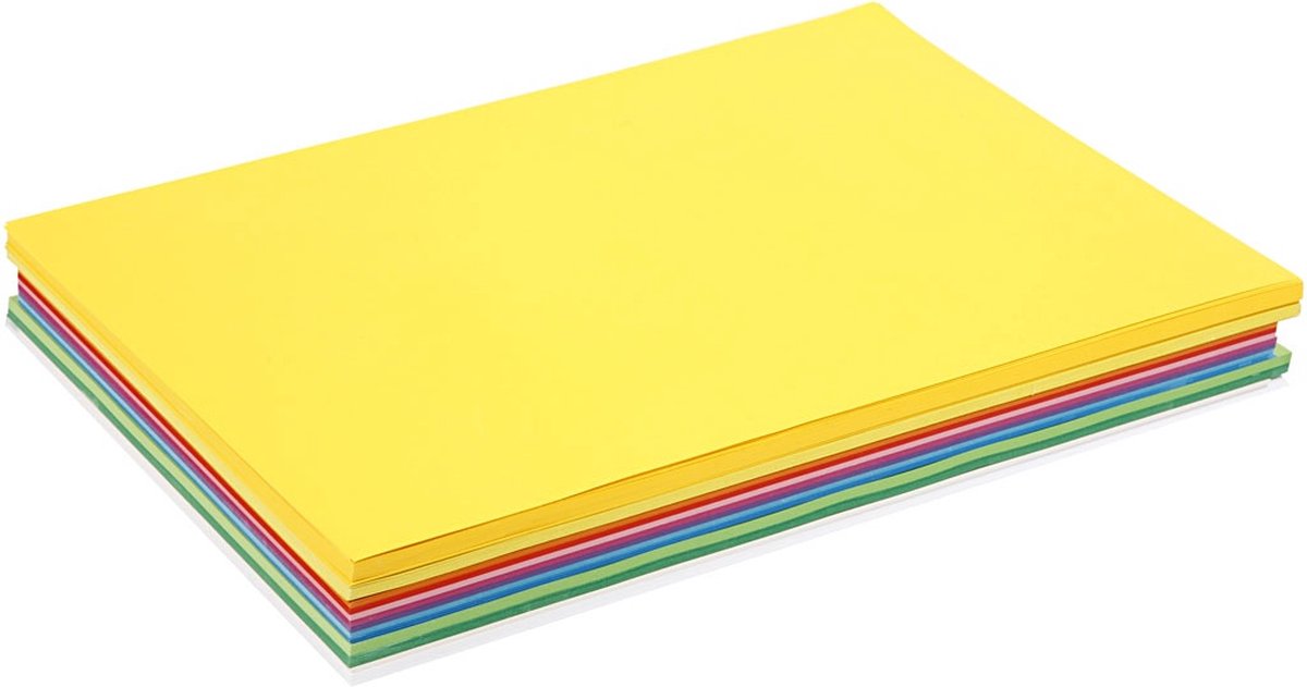 Karton - Hobbykarton - Lente Karton - 13 Verschillende Vrolijke Kleuren - DIY - Knutselen - A3 - 29,7x42cm - 180 grams - Creotime - 300 vellen