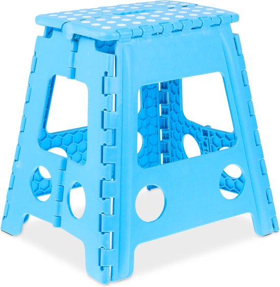 Relaxdays opstapkrukje inklapbaar, opstapje voor caravan, keuken, badkamer, toiletkrukje, kunststof, 32,5 cm, lichtgrijs