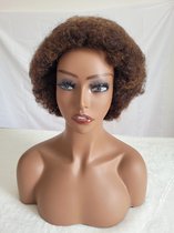 Braziliaanse Remy pruik - afro kinky krullen 10 mix van kleuren  inch echte menselijke haren - real human hair none lace wig