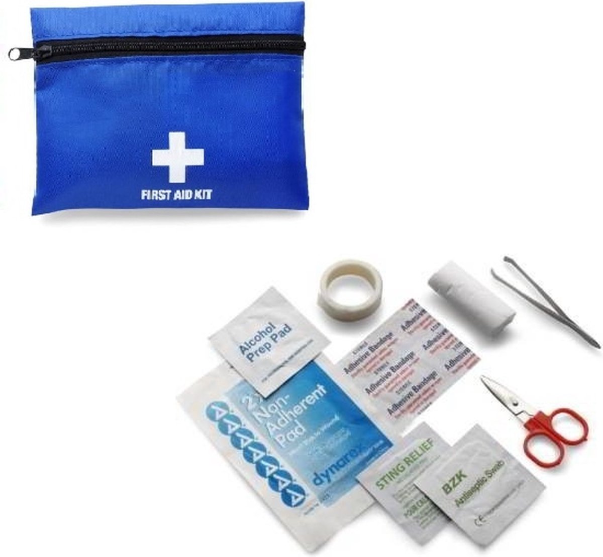 Goedkoopste EHBO Kit - Mini First Aid Kit Blauw - Verbandtrommel - EHBO Set - First Aid Kit - Pleisters - Verband - Schaar - Desinfectie Doekje - Noodpakket