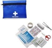 EHBO Set Mini First Aid Kit Blauw - Verbandtrommel - EHBO Set - First Aid Kit - Pleisters - Verband - Schaar - Desinfectie Doekje