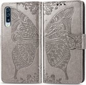 Mobigear Telefoonhoesje geschikt voor Samsung Galaxy A50 Hoesje | Mobigear Butterfly Bookcase Portemonnee | Pasjeshouder voor 3 Pasjes | Telefoonhoesje voor Pinpas / OV Kaart / Rijbewijs - Grijs