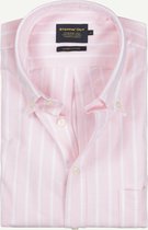 Steppin' Out Mannen  Steppin' Out Lente/Zomer 2022  Summer oxford stripe BD Mannen - Regular Fit - Katoen - Roze (XXL) Roze Katoen Maat: XXL