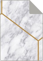 Proefstaal Origin Wallcoverings behang hexagon met marmer effect wit, grijs en goud - 347808 - 26,5 x 21 cm